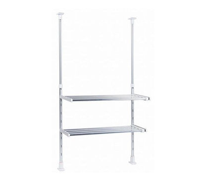 伸縮式 突っ張り棚 2段 水切り棚 水切りラック キッチンラック 突っ張りラック つっぱりラック キッチン収納 キッチンラック 壁面収納 シンク収納 シンプル(代引不可)