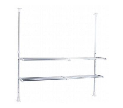 伸縮式 突っ張り棚 2段 水切り棚 水切りラック キッチンラック 突っ張りラック つっぱりラック キッチン収納 キッチンラック 壁面収納 シンク収納 シンプル(代引不可)