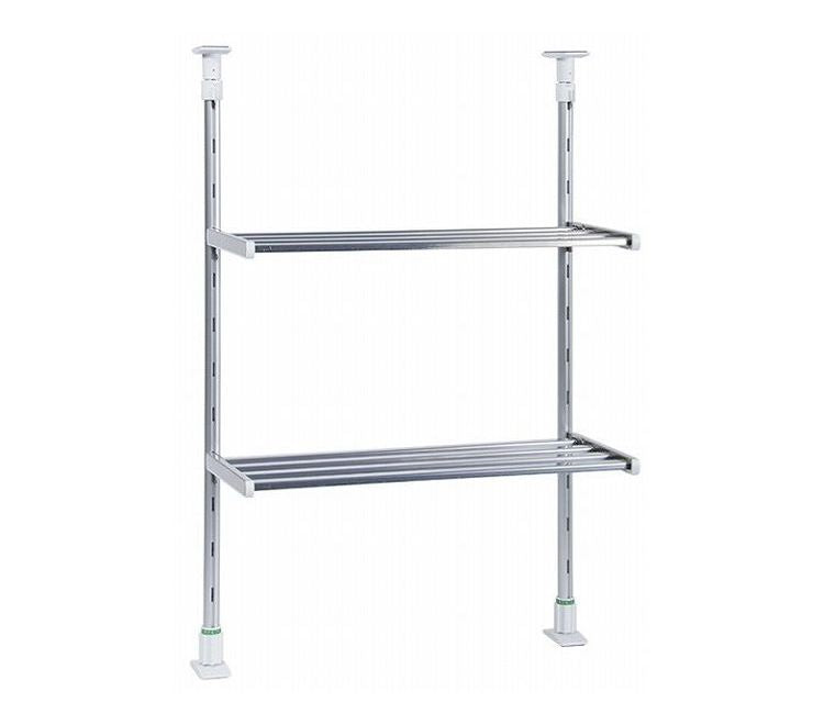 突っ張り棚 2段 水切り棚 水切りラック キッチンラック 突っ張りラック つっぱりラック キッチン収納 キッチンラック 壁面収納 シンク収納 シンプル(代引不可)