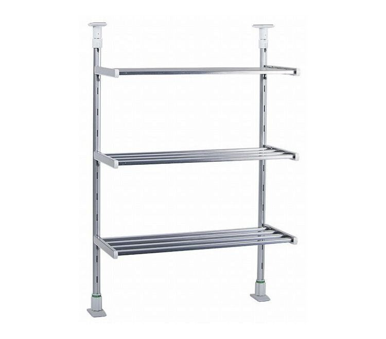 突っ張り棚 3段 水切り棚 水切りラック キッチンラック 突っ張りラック つっぱりラック キッチン収納 キッチンラック 壁面収納 シンク収納 シンプル(代引不可)