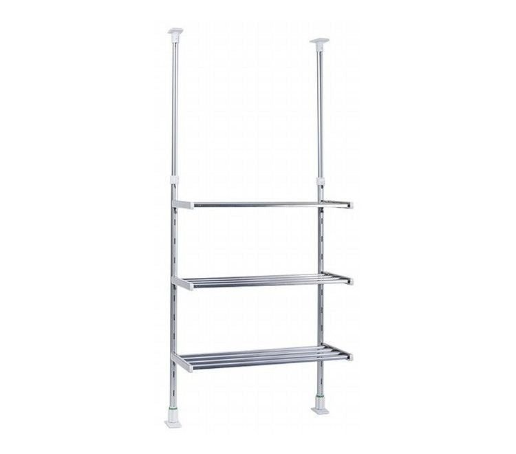 突っ張り棚 3段 水切り棚 水切りラック キッチンラック 突っ張りラック つっぱりラック キッチン収納 キッチンラック 壁面収納 シンク収納 シンプル(代引不可)