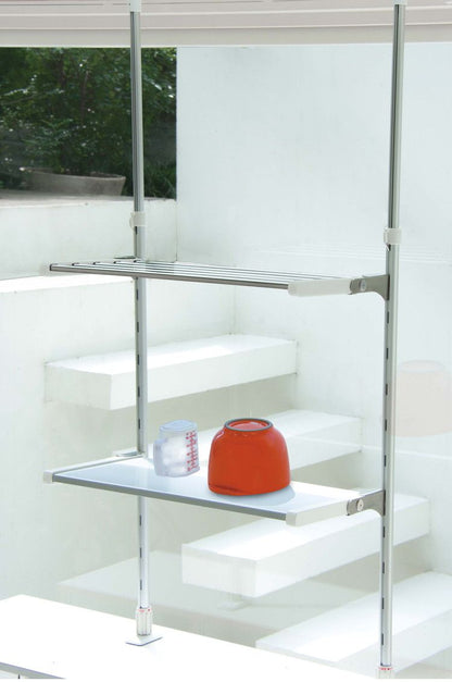 突っ張り棚 2段 折りたたみ棚 折り畳み棚 キッチンラック 突っ張りラック つっぱりラック キッチン収納 キッチンラック 壁面収納 シンク収納 シンプル(代引不可)