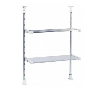 突っ張り棚 2段 折りたたみ棚 折り畳み棚 キッチンラック 突っ張りラック つっぱりラック キッチン収納 キッチンラック 壁面収納 シンク収納 シンプル(代引不可)