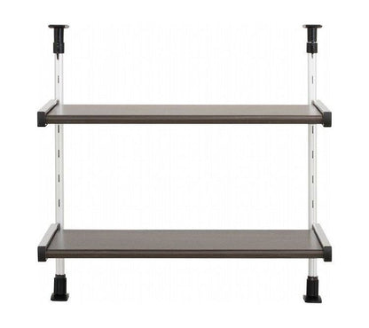 日本製 木目調スチール キッチン突っ張りラック 2段 幅55.6cm つっぱりラック 突っ張り棚 キッチン収納 キッチンラック 壁面収納 シンク収納 モクメタル おしゃれ(代引不可)