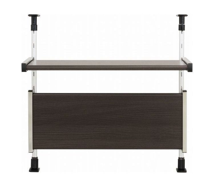 日本製 木目調スチール キッチン突っ張りラック 2段 幅55.6cm つっぱりラック 突っ張り棚 キッチン収納 キッチンラック 壁面収納 シンク収納 モクメタル おしゃれ(代引不可)