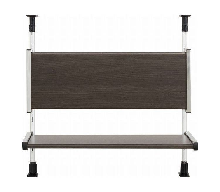 日本製 木目調スチール キッチン突っ張りラック 2段 幅55.6cm つっぱりラック 突っ張り棚 キッチン収納 キッチンラック 壁面収納 シンク収納 モクメタル おしゃれ(代引不可)