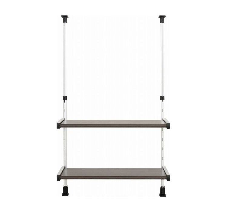 日本製 木目調スチール キッチン突っ張りラック 2段 幅55.6cm つっぱりラック 突っ張り棚 キッチン収納 キッチンラック 壁面収納 シンク収納 モクメタル おしゃれ(代引不可)