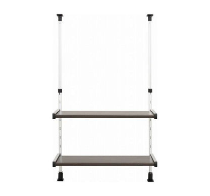 日本製 木目調スチール キッチン突っ張りラック 2段 幅55.6cm つっぱりラック 突っ張り棚 キッチン収納 キッチンラック 壁面収納 シンク収納 モクメタル おしゃれ(代引不可)