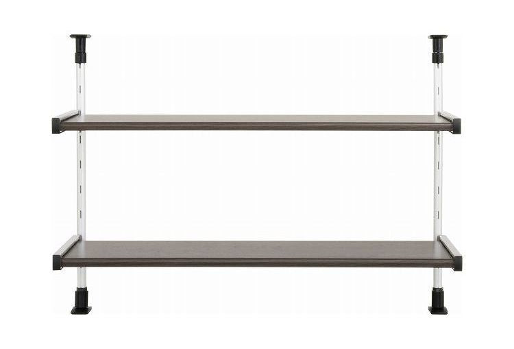 日本製 木目調スチール キッチン突っ張りラック 2段 幅75.6cm つっぱりラック 突っ張り棚 キッチン収納 キッチンラック 壁面収納 シンク収納 モクメタル おしゃれ(代引不可)