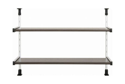 日本製 木目調スチール キッチン突っ張りラック 2段 幅75.6cm つっぱりラック 突っ張り棚 キッチン収納 キッチンラック 壁面収納 シンク収納 モクメタル おしゃれ(代引不可)