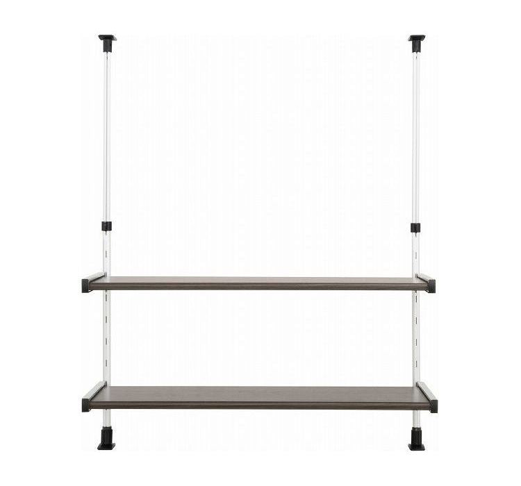 日本製 木目調スチール キッチン突っ張りラック 2段 幅75.6cm つっぱりラック 突っ張り棚 キッチン収納 キッチンラック 壁面収納 シンク収納 モクメタル おしゃれ(代引不可)