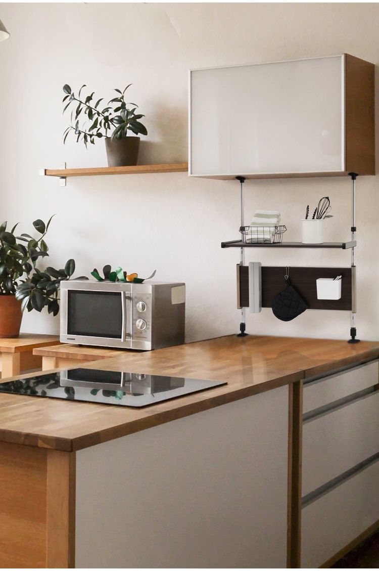 日本製 木目調スチール キッチンラック 2段 幅43.8cm 置き棚 ラック キッチン収納 キッチンラック カウンター上収納 モクメタル おしゃれ(代引不可)