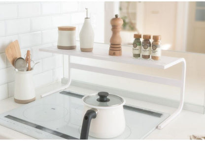 コンロ奥ラック 60cmコンロ用 キッチンアシストラック 頑丈 スチール製 収納 マグネット対応 キッチン収納 コンロラック 収納ラック カウンター上収納 白 ホワイト(代引不可)