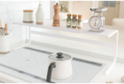 コンロ奥ラック 75cmコンロ用 キッチンアシストラック 頑丈 スチール製 収納 マグネット対応 キッチン収納 コンロラック 収納ラック カウンター上収納 白 ホワイト(代引不可)