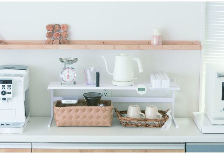 コンロ奥ラック 75cmコンロ用 キッチンアシストラック 頑丈 スチール製 収納 マグネット対応 キッチン収納 コンロラック 収納ラック カウンター上収納 白 ホワイト(代引不可)