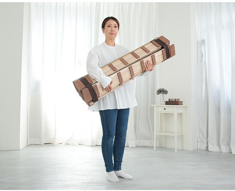 天然木 桐製 ロール式すのこベッド シングル 幅100 軽量 ロールタイプ 折りたたみベッド 薄型 すのこベッド 木製 ベッド コンパクト 省スペース(代引不可)