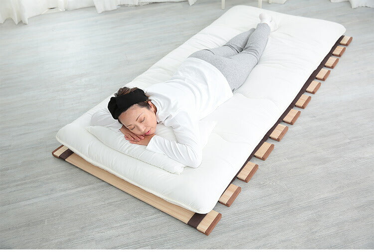 天然木 桐製 ロール式すのこベッド セミダブル 幅120 軽量 ロールタイプ 折りたたみベッド 薄型 すのこベッド 木製 ベッド コンパクト 省スペース(代引不可)