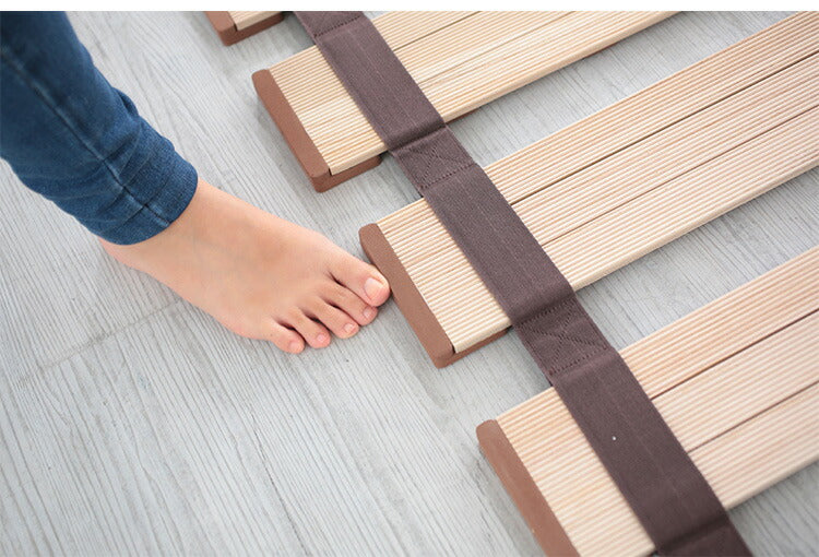 天然木 桐製 ロール式すのこベッド セミダブル 幅120 軽量 ロールタイプ 折りたたみベッド 薄型 すのこベッド 木製 ベッド コンパクト 省スペース(代引不可)