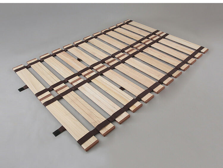 天然木 桐製 ロール式すのこベッド ダブル 幅140 軽量 ロールタイプ 折りたたみベッド 薄型 すのこベッド 木製 ベッド コンパクト 省スペース(代引不可)