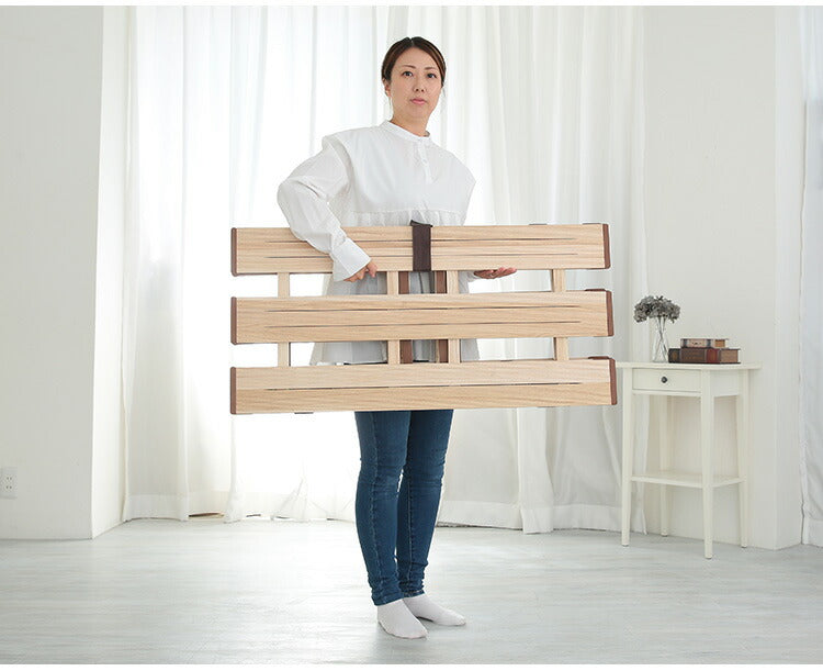 天然木 桐製 4つ折りすのこベッド シングル 幅100 布団も干せる 軽量 折りたたみベッド 薄型 すのこベッド 4つ折れ式 4つ折りタイプ 木製 ベッド コンパクト 省スペース(代引不可)