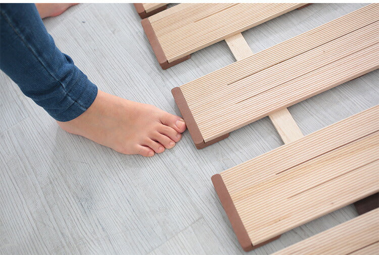 天然木 桐製 4つ折りすのこベッド シングル 幅100 布団も干せる 軽量 折りたたみベッド 薄型 すのこベッド 4つ折れ式 4つ折りタイプ 木製 ベッド コンパクト 省スペース(代引不可)