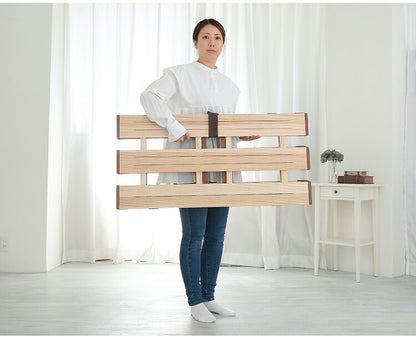 天然木 桐製 4つ折りすのこベッド セミダブル 幅120 布団も干せる 軽量 折りたたみベッド 薄型 すのこベッド 4つ折れ式 4つ折りタイプ 木製 ベッド コンパクト 省スペース(代引不可)