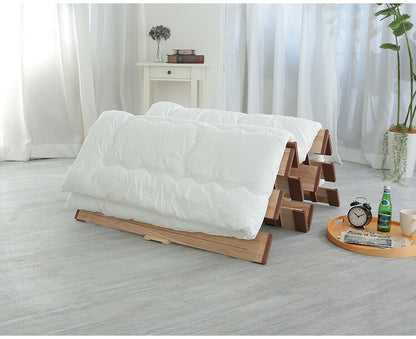 天然木 桐製 4つ折りすのこベッド ダブル 幅140 布団も干せる 軽量 折りたたみベッド 薄型 すのこベッド 4つ折れ式 4つ折りタイプ 木製 ベッド コンパクト 省スペース(代引不可)