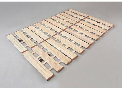 天然木 桐製 4つ折りすのこベッド ダブル 幅140 布団も干せる 軽量 折りたたみベッド 薄型 すのこベッド 4つ折れ式 4つ折りタイプ 木製 ベッド コンパクト 省スペース(代引不可)