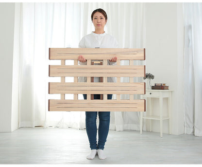 天然木 桐製 3つ折りすのこベッド セミシングル 幅80 軽量 折りたたみベッド 薄型 すのこベッド 3つ折れ式 3つ折りタイプ 木製 ベッド コンパクト 省スペース(代引不可)