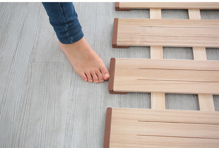 天然木 桐製 3つ折りすのこベッド シングル 幅100 軽量 折りたたみベッド 薄型 すのこベッド 3つ折れ式 3つ折りタイプ 木製 ベッド コンパクト 省スペース(代引不可)