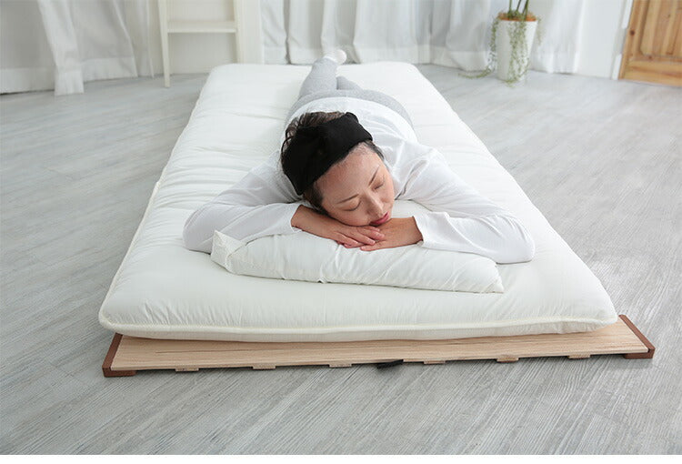 天然木 桐製 3つ折りすのこベッド セミダブル 幅120 軽量 折りたたみベッド 薄型 すのこベッド 3つ折れ式 3つ折りタイプ 木製 ベッド コンパクト 省スペース(代引不可)