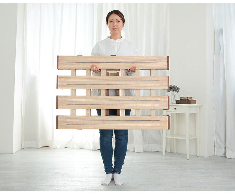 天然木 桐製 3つ折りすのこベッド セミダブル 幅120 軽量 折りたたみベッド 薄型 すのこベッド 3つ折れ式 3つ折りタイプ 木製 ベッド コンパクト 省スペース(代引不可)