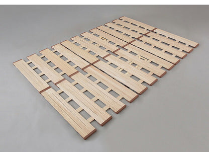 天然木 桐製 3つ折りすのこベッド ダブル 幅140 軽量 折りたたみベッド 薄型 すのこベッド 3つ折れ式 3つ折りタイプ 木製 ベッド コンパクト 省スペース(代引不可)