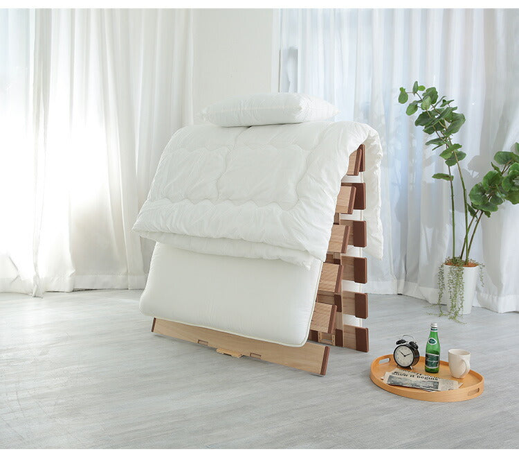 天然木 桐製 2つ折りすのこベッド セミシングル 幅80 布団も干せる 軽量 折りたたみベッド 薄型 すのこベッド 2つ折れ式 2つ折りタイプ 木製 ベッド(代引不可)