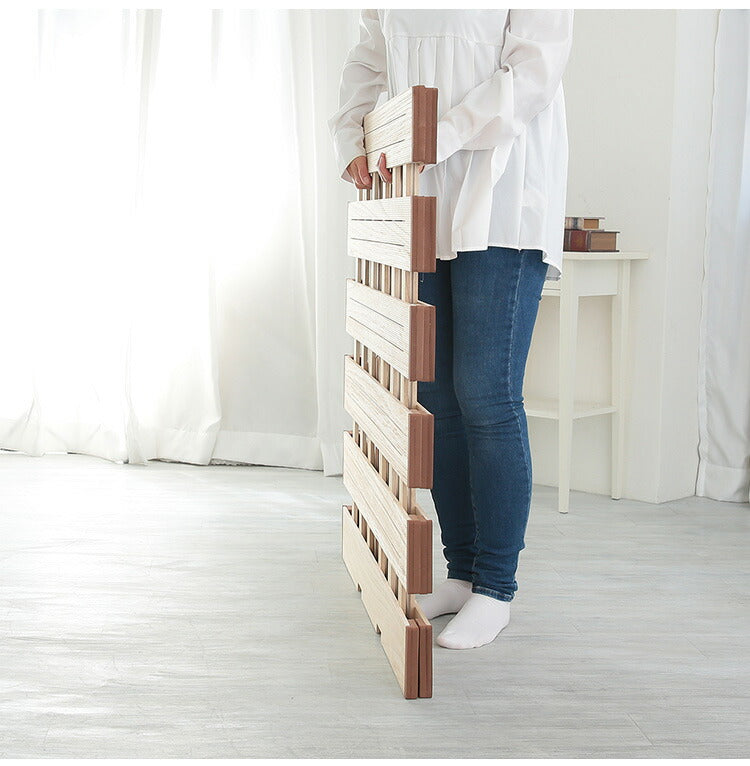 天然木 桐製 2つ折りすのこベッド セミシングル 幅80 布団も干せる 軽量 折りたたみベッド 薄型 すのこベッド 2つ折れ式 2つ折りタイプ 木製 ベッド(代引不可)