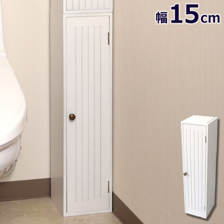 スタッキングdeトイレ収納 扉 トイレ収納 トイレラック 棚 ラック スリム 省スペース トイレットペーパー 掃除用品 収納 単品 自由に 組み合わせ 棚板の高さ 調節可能 幅15cm 奥行17cm 高さ60cm(代引不可)