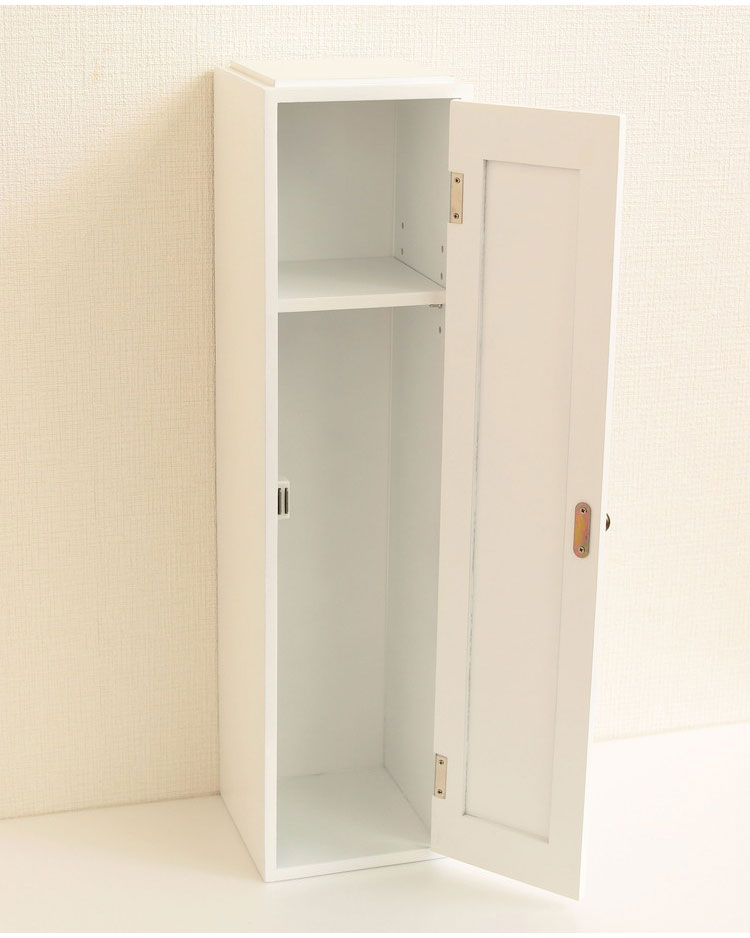 スタッキングdeトイレ収納 扉 トイレ収納 トイレラック 棚 ラック スリム 省スペース トイレットペーパー 掃除用品 収納 単品 自由に 組み合わせ 棚板の高さ 調節可能 幅15cm 奥行17cm 高さ60cm(代引不可)