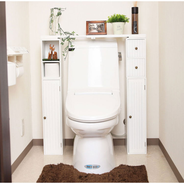 スタッキングdeトイレ収納 扉 トイレ収納 トイレラック 棚 ラック スリム 省スペース トイレットペーパー 掃除用品 収納 単品 自由に 組み合わせ 棚板の高さ 調節可能 幅15cm 奥行17cm 高さ60cm(代引不可)