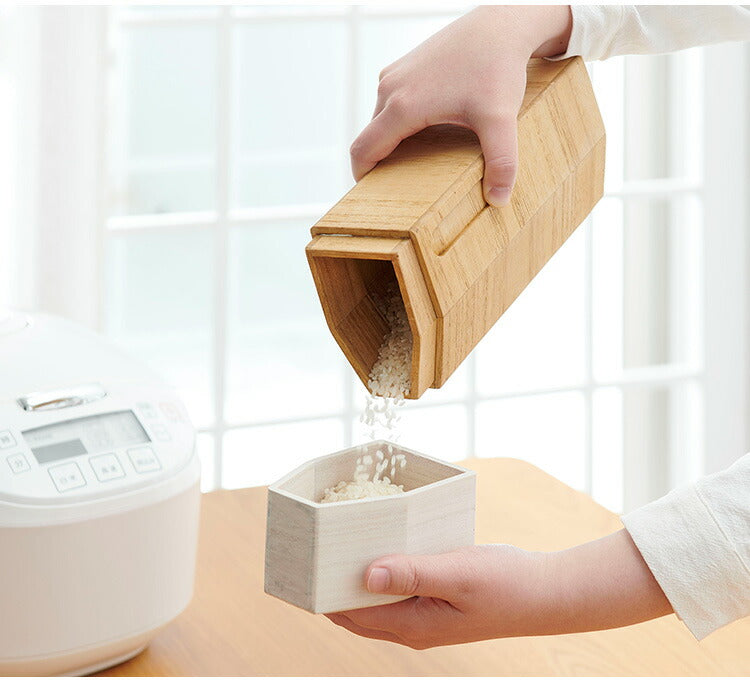 kirisai 日本製 桐の冷蔵こめ櫃 1kg 米びつ 冷蔵庫 一合マス蓋付き スリム 冷蔵庫に入る こめびつ 片手で計れる フタ付き 保存容器 ライスストッカー 米櫃 桐 木製 桐製 おしゃれ OSPO-1(代引不可)