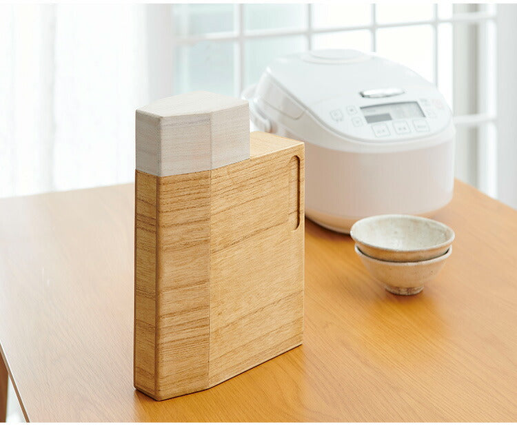 kirisai 日本製 桐の冷蔵こめ櫃 2kg 米びつ 冷蔵庫 一合マス蓋付き スリム 冷蔵庫に入る こめびつ 片手で計れる フタ付き 保存容器 ライスストッカー 米櫃 桐 木製 桐製 おしゃれ OSPO-2(代引不可)