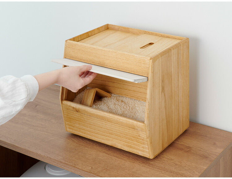 kirisai 日本製 桐のこめ櫃 10kg 米びつ 一合升付き 桐 木製 桐製 調湿 ライスストッカー 底のお米が取りやすい こめびつ 米櫃 保存容器 おしゃれ OSPO-10(代引不可)