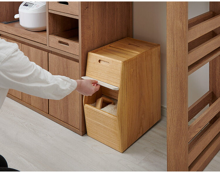 kirisai 日本製 桐のこめ櫃 20kg 米びつ キャスター付き スリム 収納 一合升付き 桐 木製 桐製 調湿 ライスストッカー 隠しキャスター こめびつ 米櫃 保存容器 おしゃれ OSPO-20(代引不可)