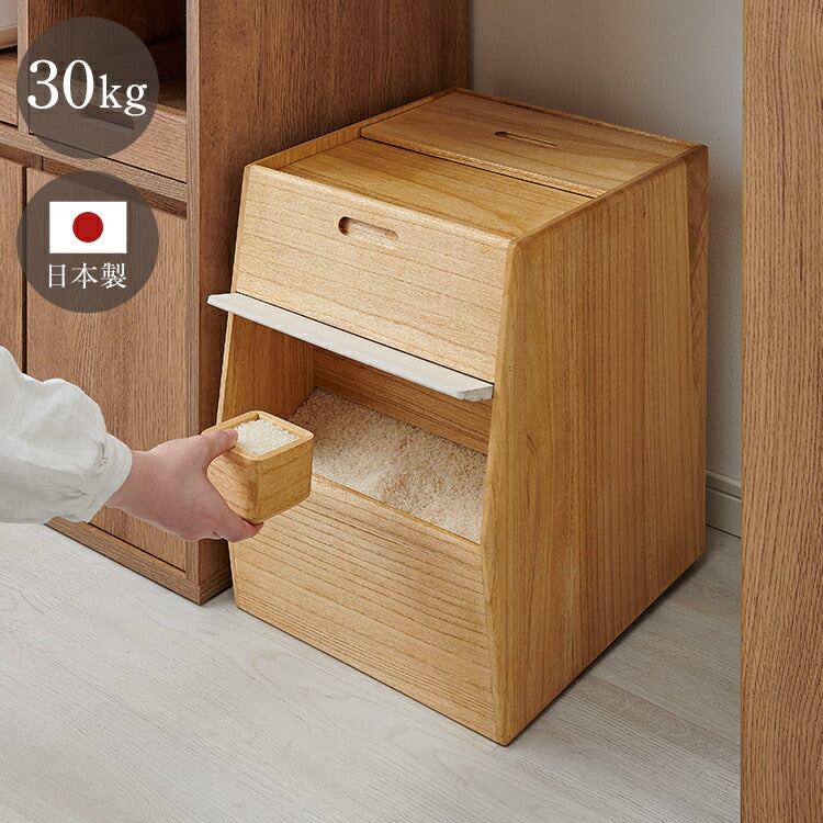 kirisai 日本製 桐のこめ櫃 30kg 米びつ キャスター付き スリム 収納 一合升付き 桐 木製 桐製 調湿 ライスストッカー 隠しキャスター こめびつ 米櫃 保存容器 おしゃれ OSPO-30(代引不可)