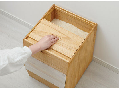 kirisai 日本製 桐のこめ櫃 30kg 米びつ キャスター付き スリム 収納 一合升付き 桐 木製 桐製 調湿 ライスストッカー 隠しキャスター こめびつ 米櫃 保存容器 おしゃれ OSPO-30(代引不可)