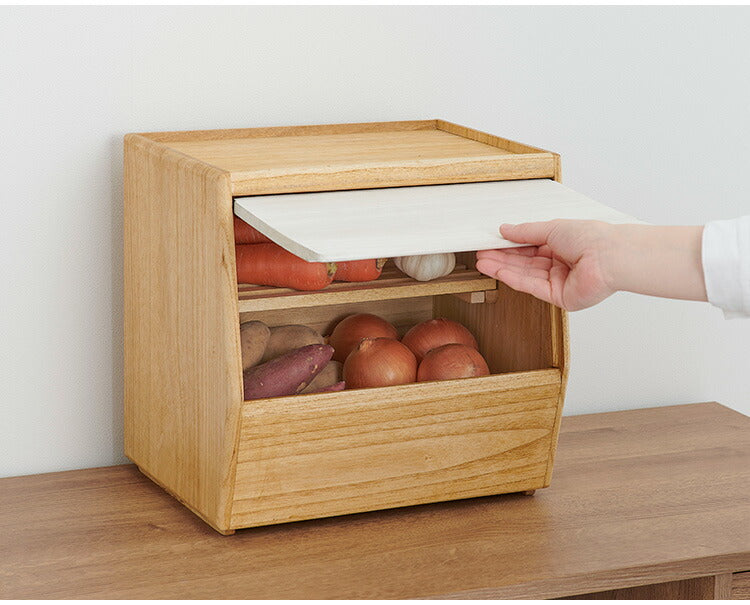 kirisai 日本製 桐のやさい櫃 野菜ストッカー すのこ棚板付き 桐 木製 桐製 調湿 野菜 保存 ケース 収納 根菜・果物の保存にも 野菜櫃 保存容器 おしゃれ OSPY-1(代引不可)