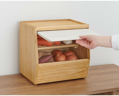 kirisai 日本製 桐のやさい櫃 野菜ストッカー すのこ棚板付き 桐 木製 桐製 調湿 野菜 保存 ケース 収納 根菜・果物の保存にも 野菜櫃 保存容器 おしゃれ OSPY-1(代引不可)