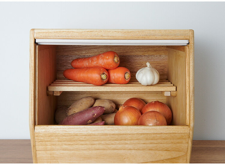 kirisai 日本製 桐のやさい櫃 野菜ストッカー すのこ棚板付き 桐 木製 桐製 調湿 野菜 保存 ケース 収納 根菜・果物の保存にも 野菜櫃 保存容器 おしゃれ OSPY-1(代引不可)