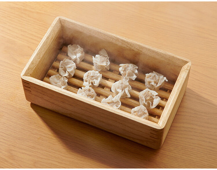 kirisai 日本製 桐のレンジでむし鉢 蒸し器 電子レンジ対応 蒸気でふっくら 調湿 桐 木製 桐製 せいろ 専用スノコ付き 長方形 スリム 蒸し野菜 肉まん シュウマイ おしゃれ OSM-1(代引不可)