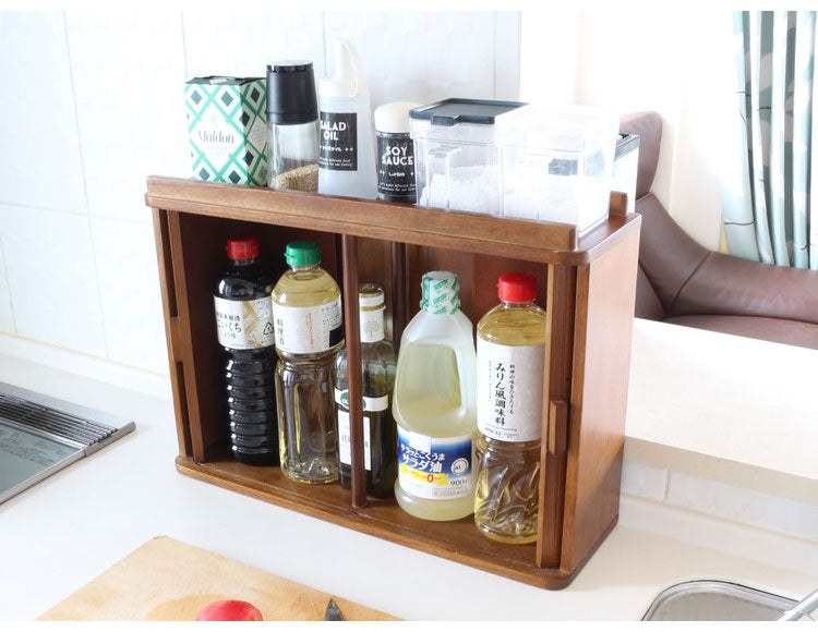 ジャバラ扉式調味料ケース ダークブラウン 卓上 調味料ケース 調味料ラック スパイスラック カウンター上収納 カウンター収納(代引不可)