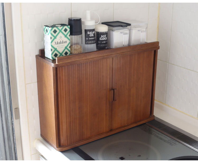 ジャバラ扉式調味料ケース ダークブラウン 卓上 調味料ケース 調味料ラック スパイスラック カウンター上収納 カウンター収納(代引不可)